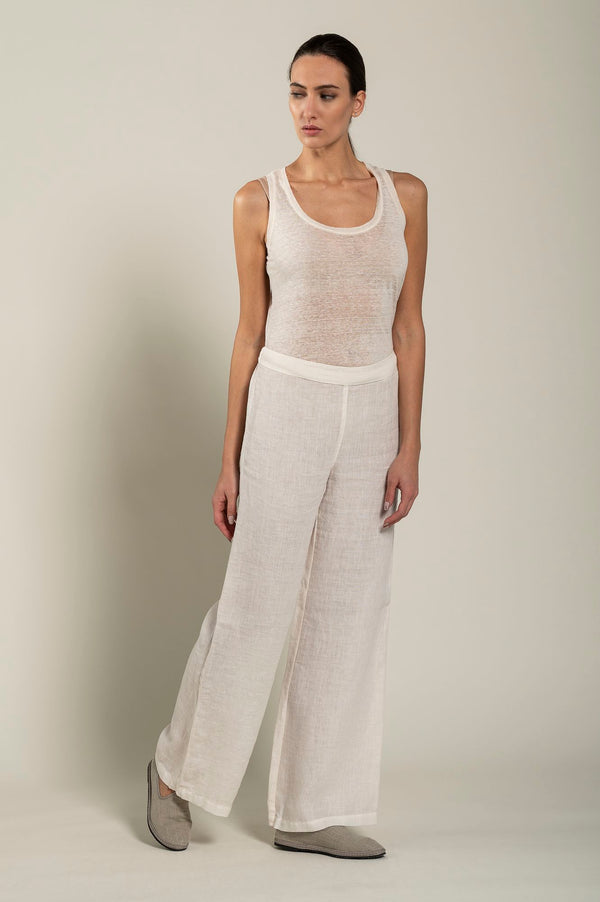 120% Lino Woman Pant High-Waisted SILVER SOFT FADE