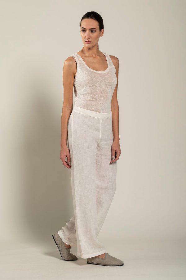 120% Lino Woman Pant High-Waisted SILVER SOFT FADE