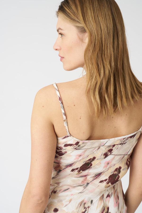 120% Lino Japanese Flower Maxi Dress WASHED-PINK PRINT