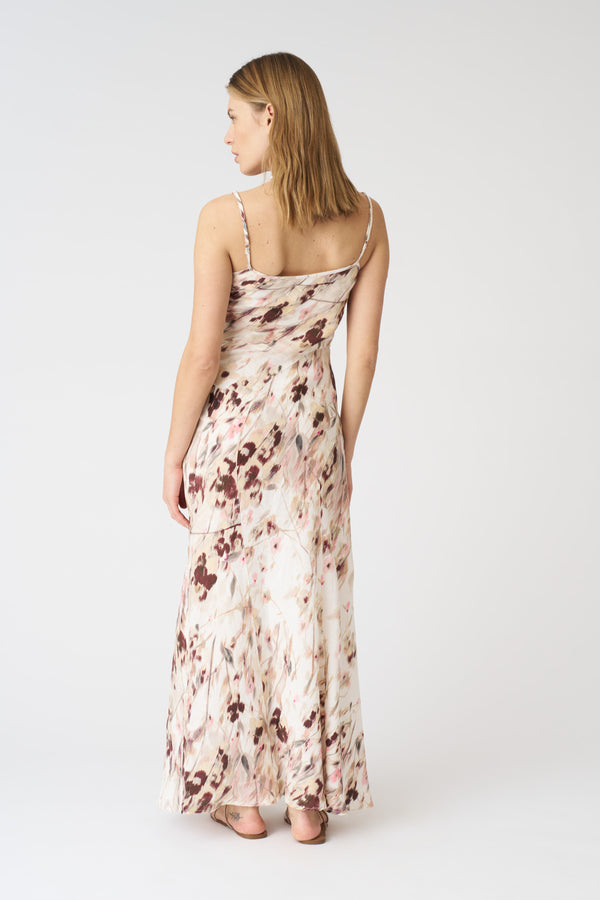 120% Lino Japanese Flower Maxi Dress WASHED-PINK PRINT