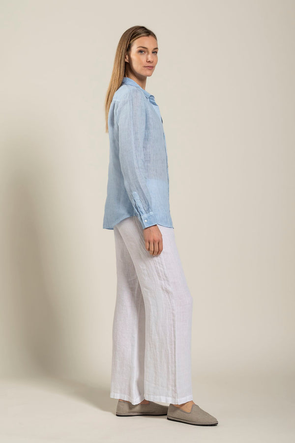 120% Lino Long Sleeve Woman Shirt ROSE QUARTZ SOFT FADE