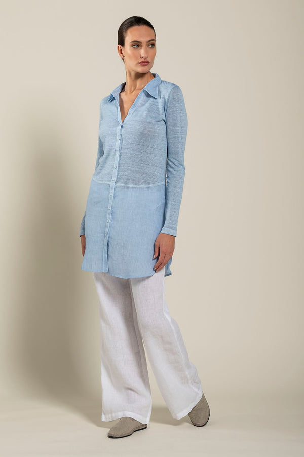 120% Lino Shirt With Long Sleeves ROSE QUARTZ SOFT FADE