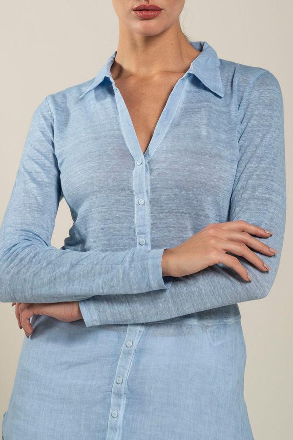 120% lino Shirt With Long Sleeves ROSE QUARTZ SOFT FADE