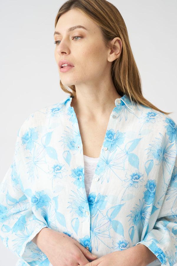120% Lino The Botanical Watercolor Simona Shirt PRINT