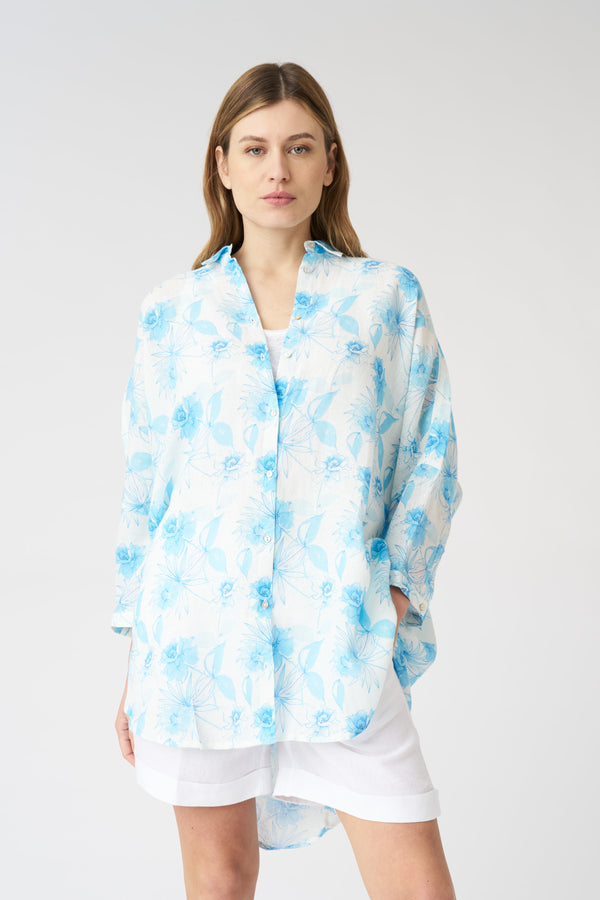 120% lino The Botanical Watercolor Simona Shirt PRINT