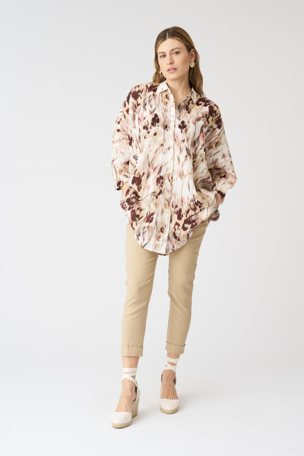 120% Lino The Japanese Flower Simona Shirt WASHED-PINK PRINT
