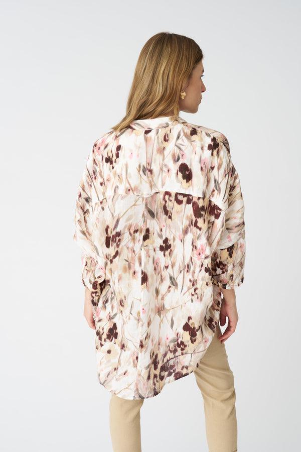 120% Lino The Japanese Flower Simona Shirt WASHED-PINK PRINT