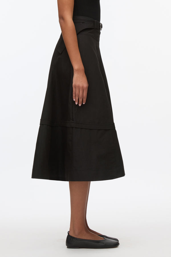 3.1 Phillip Lim Belted Flare Skirt BLACK
