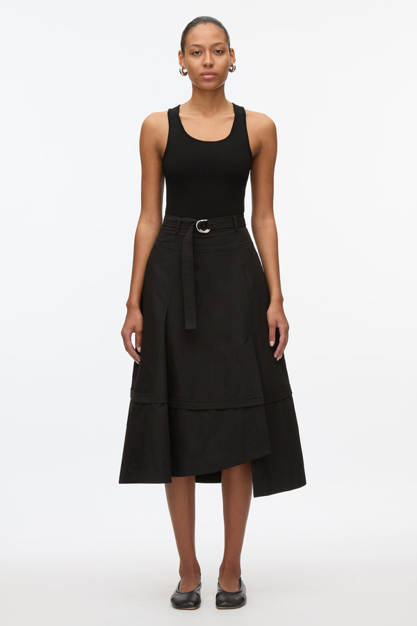 3.1 phillip lim Belted Flare Skirt BLACK