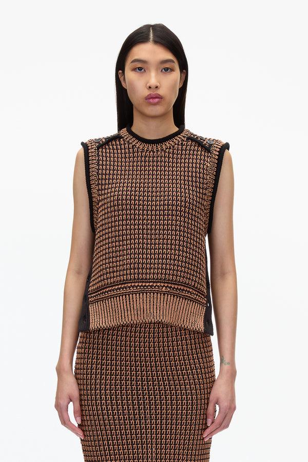 3.1 Phillip Lim Bi-Color Knit Vest CLAY-BLK