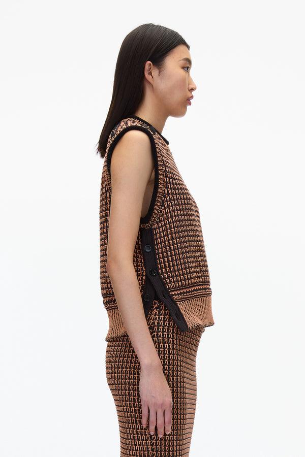 3.1 Phillip Lim Bi-Color Knit Vest CLAY-BLK