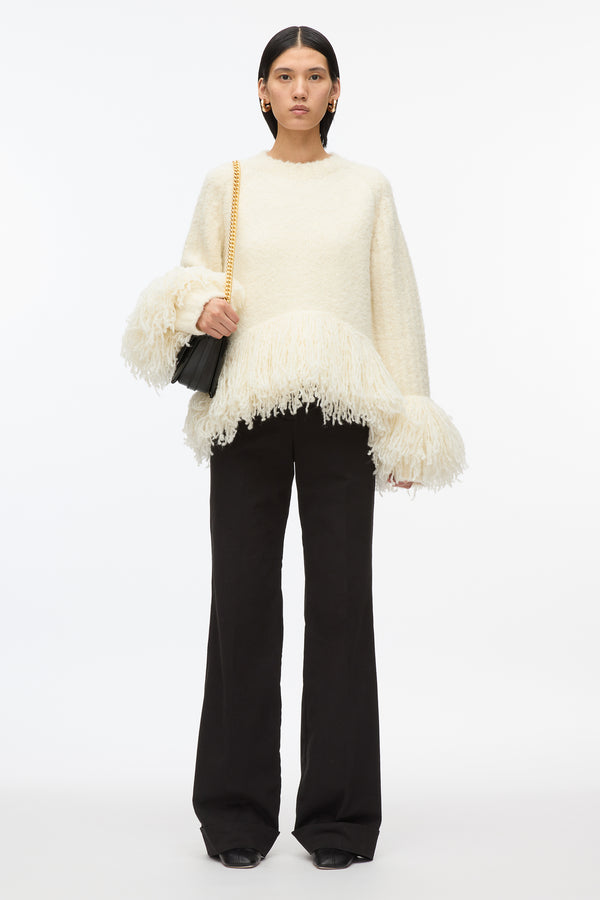 3.1 Phillip Lim Boucle Fringe Knit Crewneck IVORY
