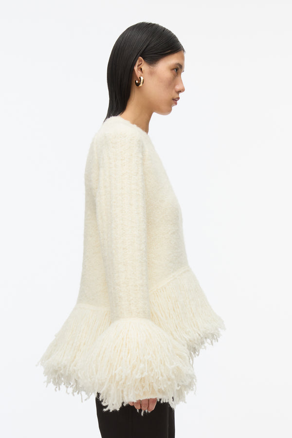 3.1 Phillip Lim Boucle Fringe Knit Crewneck IVORY