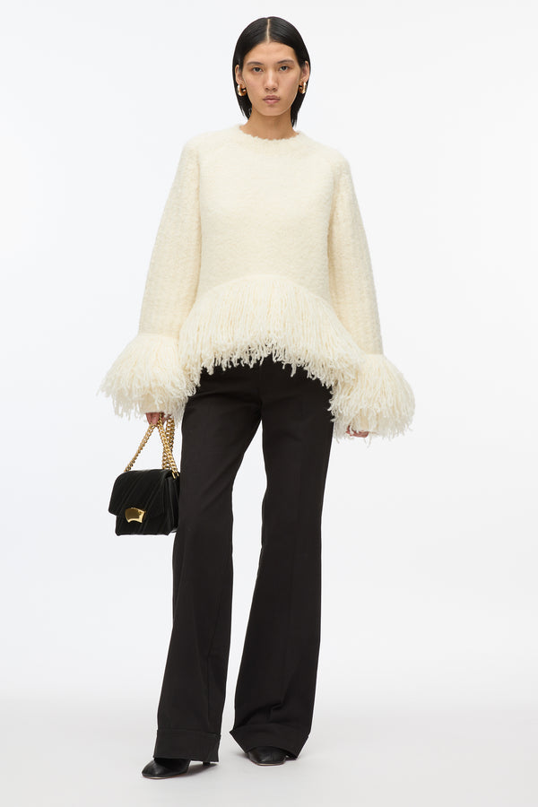 3.1 phillip lim Boucle Fringe Knit Crewneck IVORY