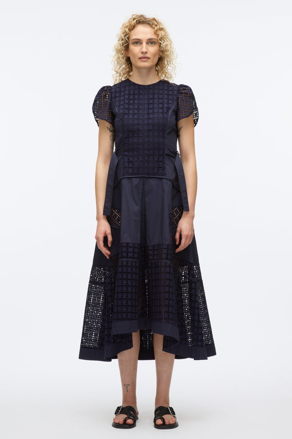 3.1 Phillip Lim Broderie Anglaise Tulip Dress NAVY