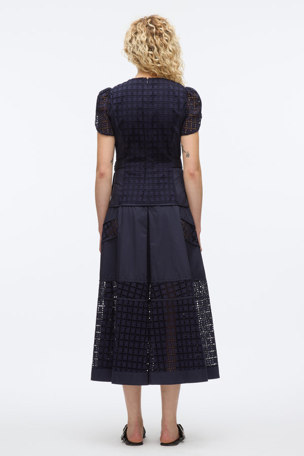 3.1 Phillip Lim Broderie Anglaise Tulip Dress NAVY