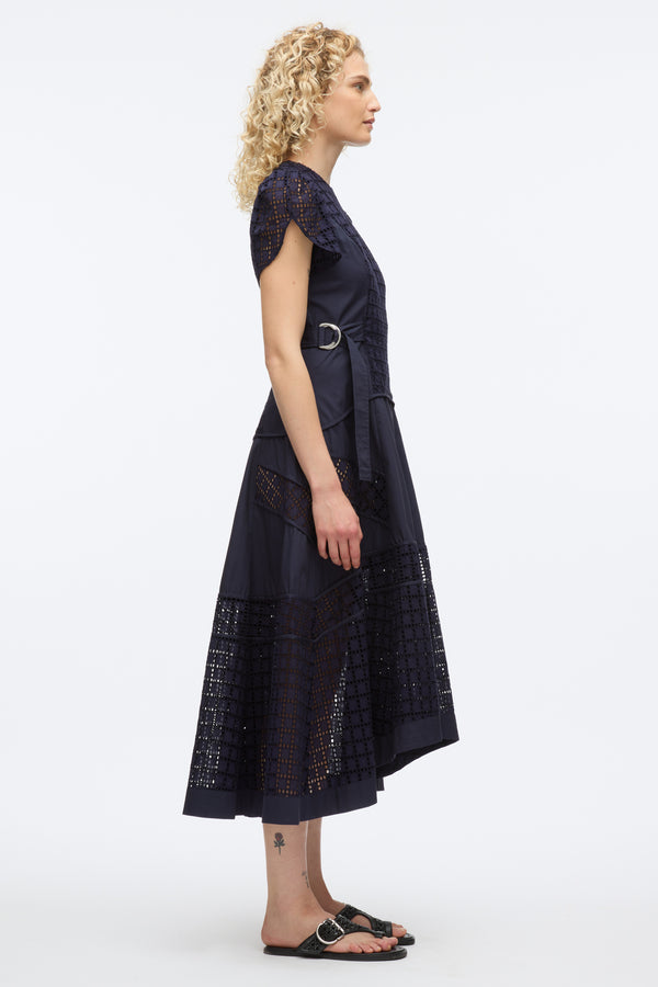 3.1 Phillip Lim Broderie Anglaise Tulip Dress NAVY