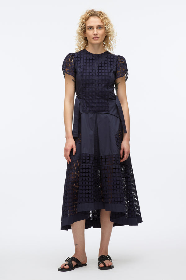 3.1 phillip lim Broderie Anglaise Tulip Dress NAVY