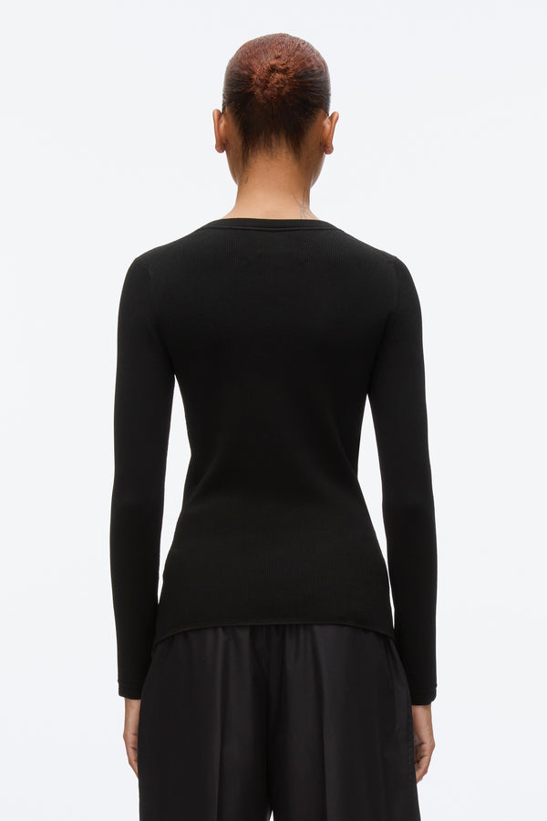 3.1 Phillip Lim Compact Rib Long Sleeve Tee BLACK