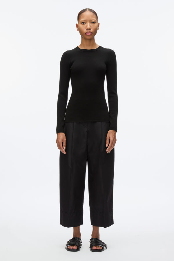 3.1 phillip lim Compact Rib Long Sleeve Tee BLACK