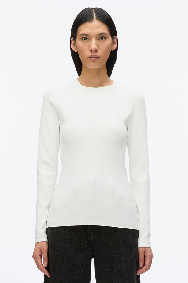 3.1 Phillip Lim Compact Rib Long Sleeve Tee IVORY