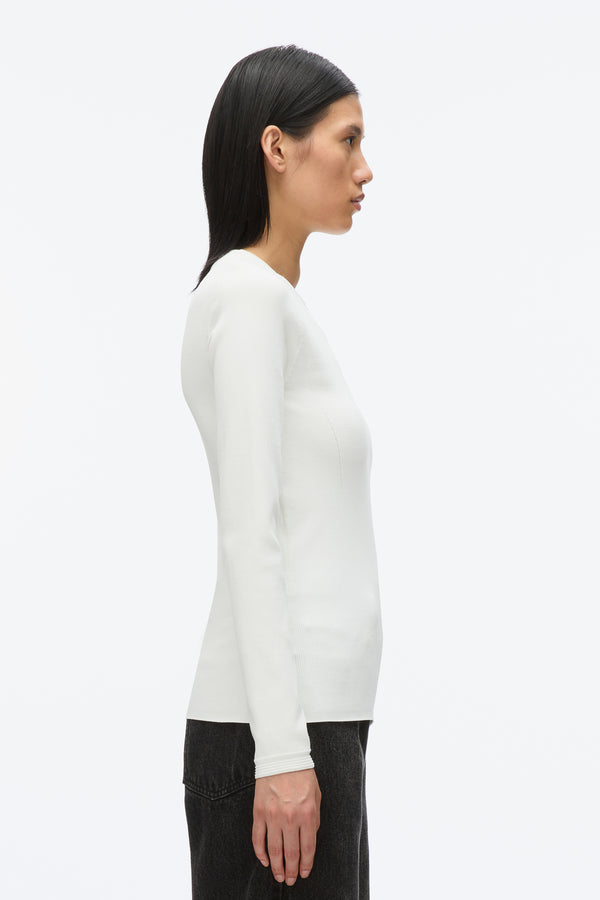 3.1 Phillip Lim Compact Rib Long Sleeve Tee IVORY