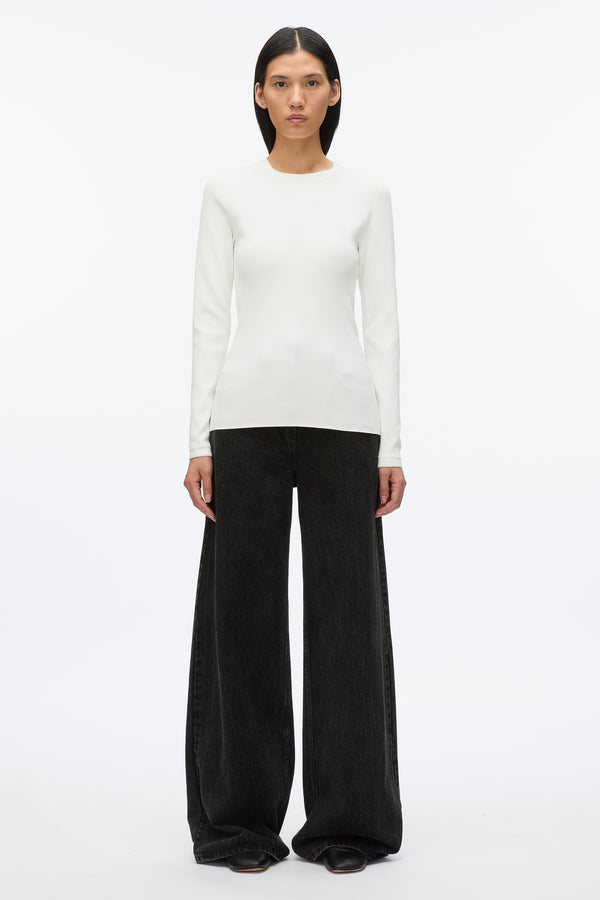 3.1 Phillip Lim Compact Rib Long Sleeve Tee IVORY
