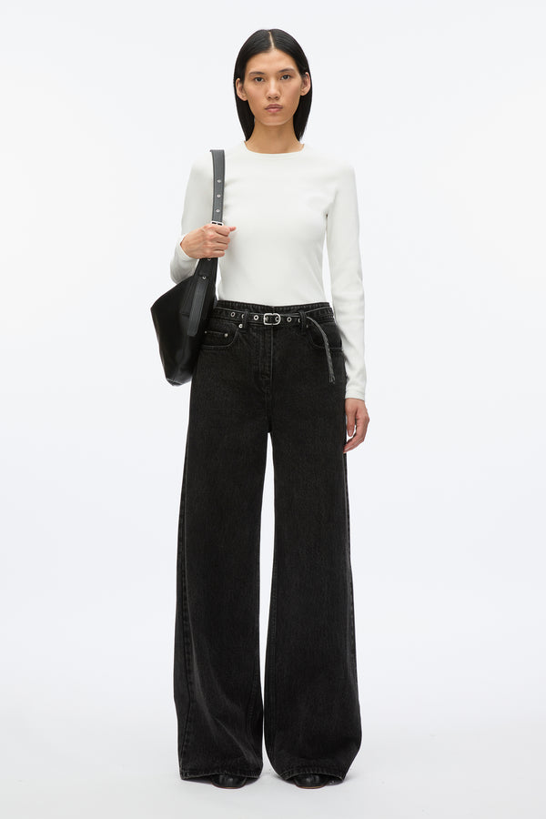 3.1 phillip lim Compact Rib Long Sleeve Tee IVORY