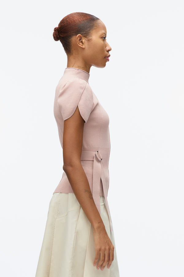 3.1 Phillip Lim Compact Rib Tulip Top ROSE