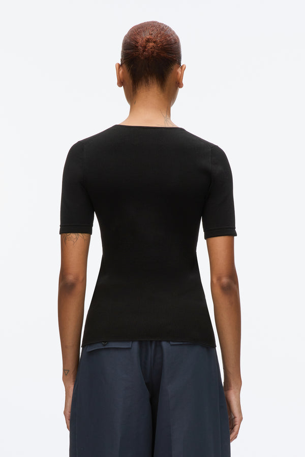 3.1 Phillip Lim Compact Rib V-Neck Tee BLACK