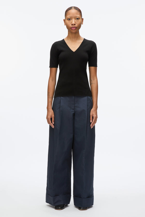 3.1 phillip lim Compact Rib V-Neck Tee BLACK