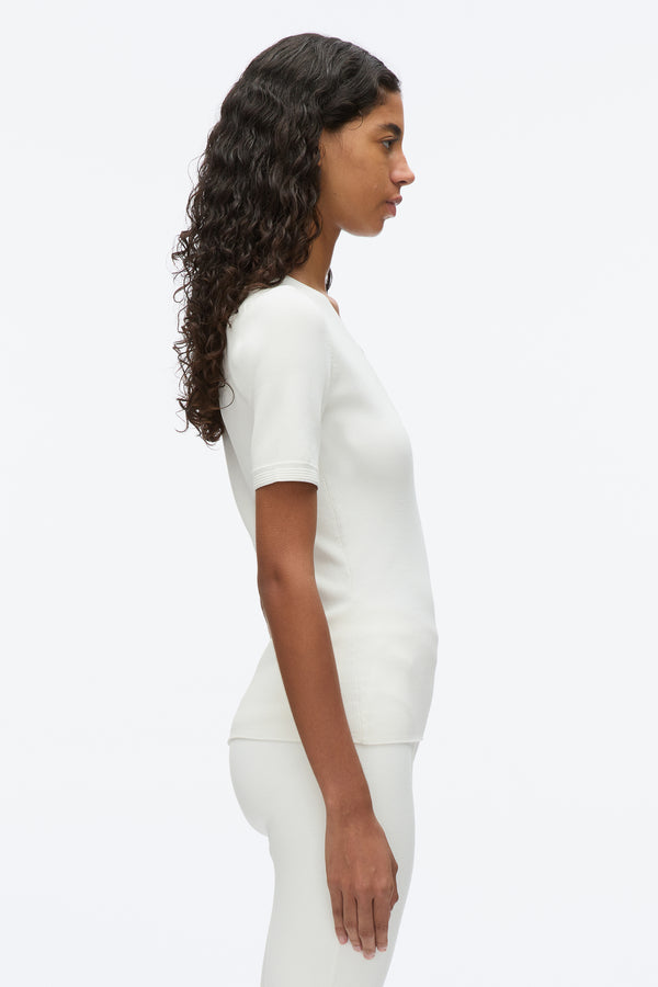 3.1 Phillip Lim Compact Rib V-Neck Tee IVORY