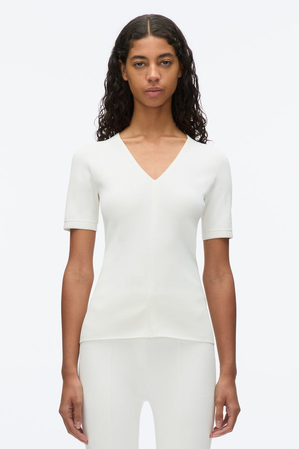 3.1 Phillip Lim Compact Rib V-Neck Tee IVORY