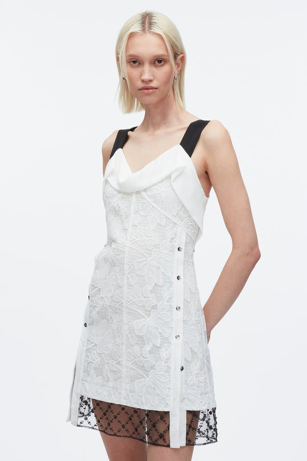 3.1 Phillip Lim Corded Lace Mini Dress WHITE-BLK