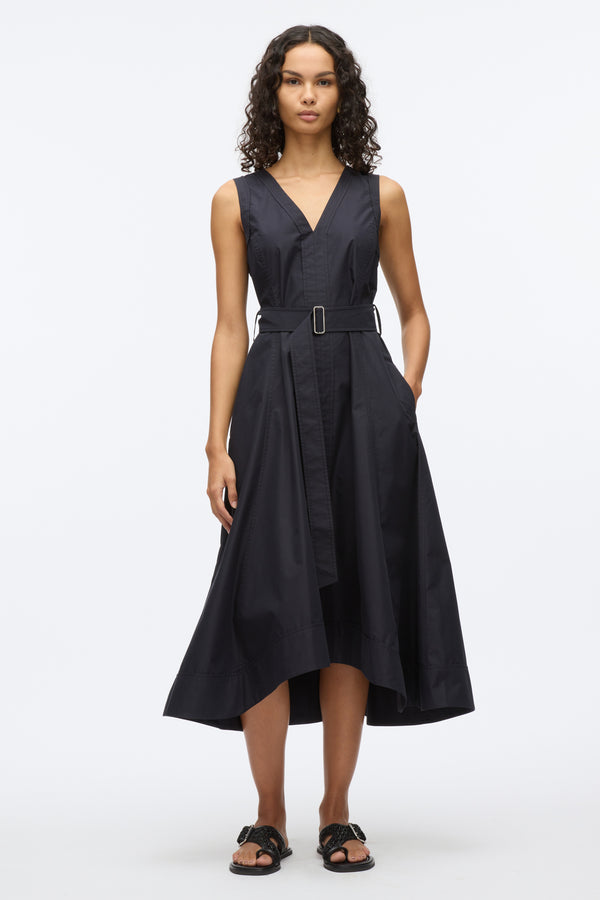 3.1 phillip lim Crisscross Back Midi Dress BLACK