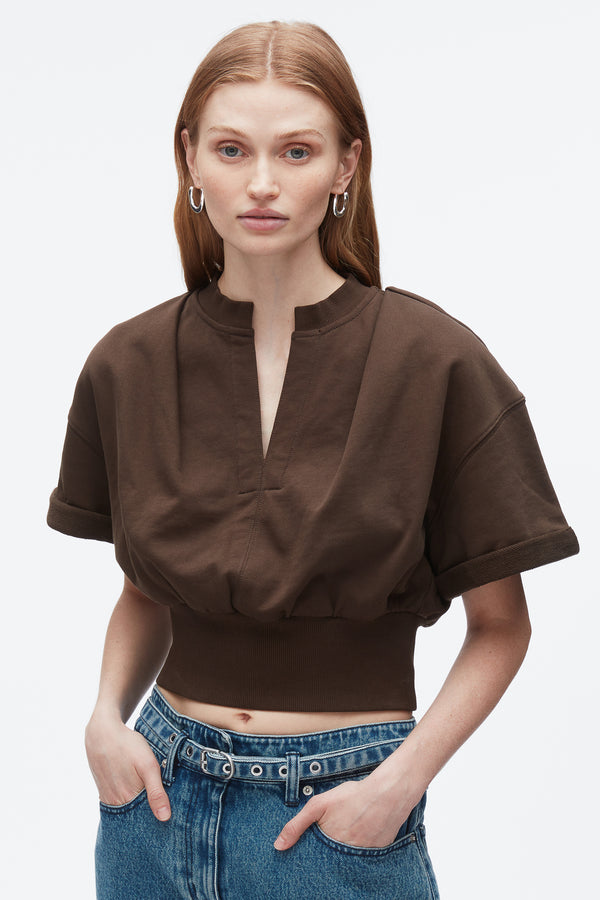 3.1 Phillip Lim Cropped Sweatshirt DK CHOCOLATE