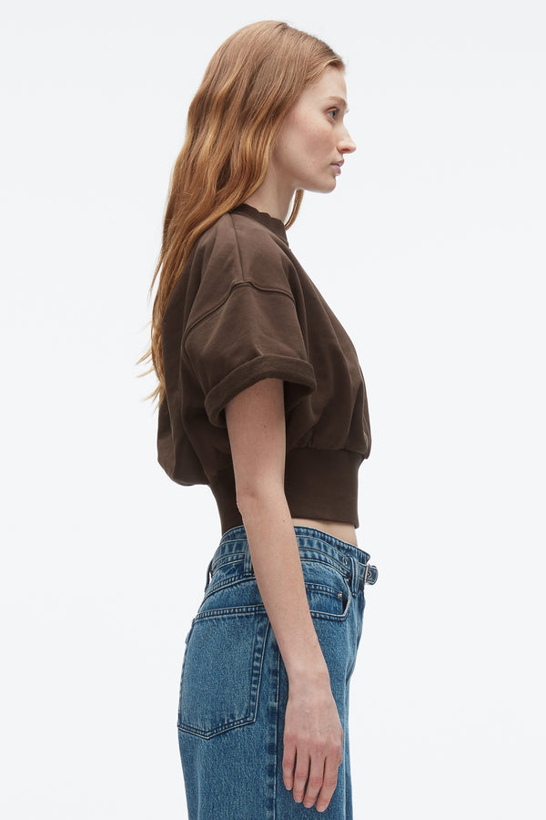 3.1 Phillip Lim Cropped Sweatshirt DK CHOCOLATE