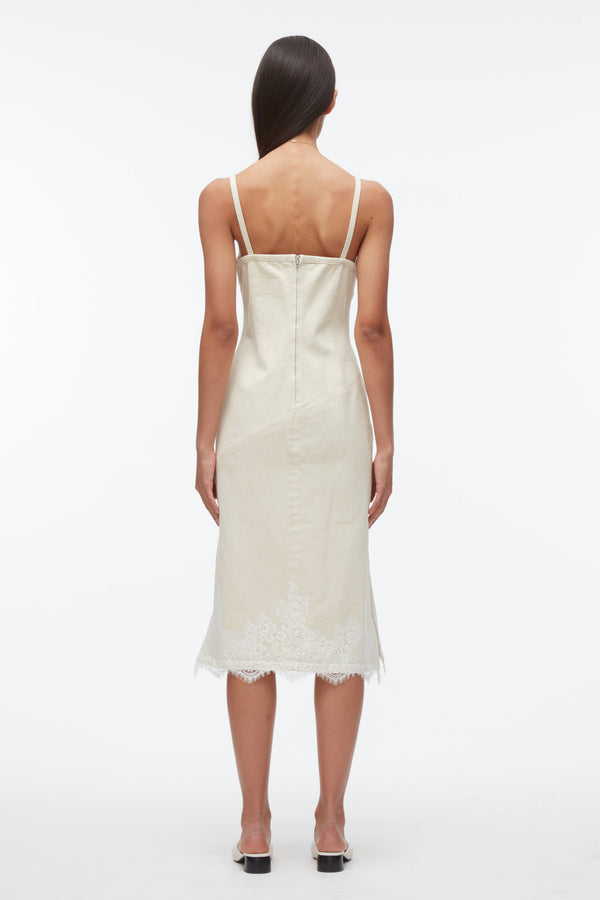 3.1 Phillip Lim Denim Slip Dress With Lace ECRU