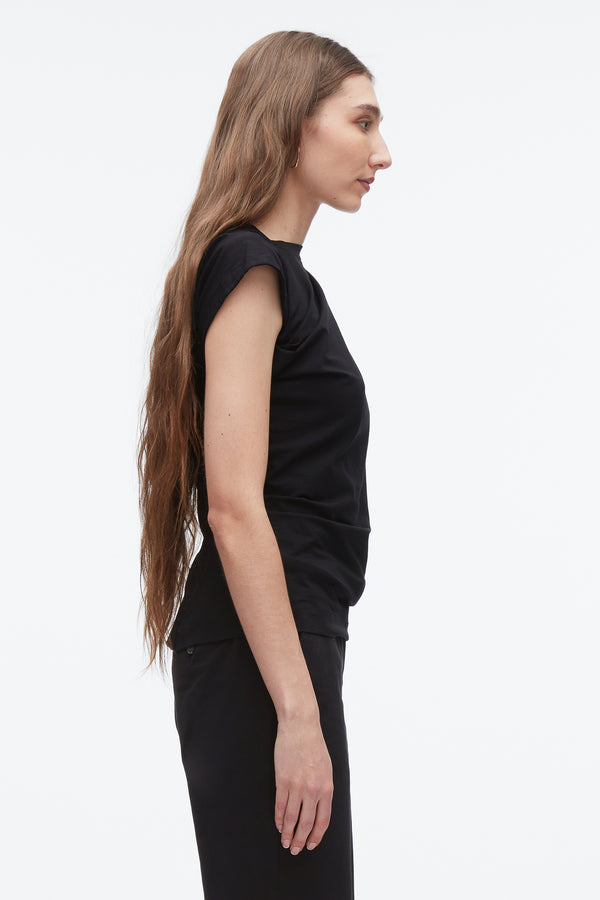 3.1 Phillip Lim Draped Asymmetric T-Shirt BLACK