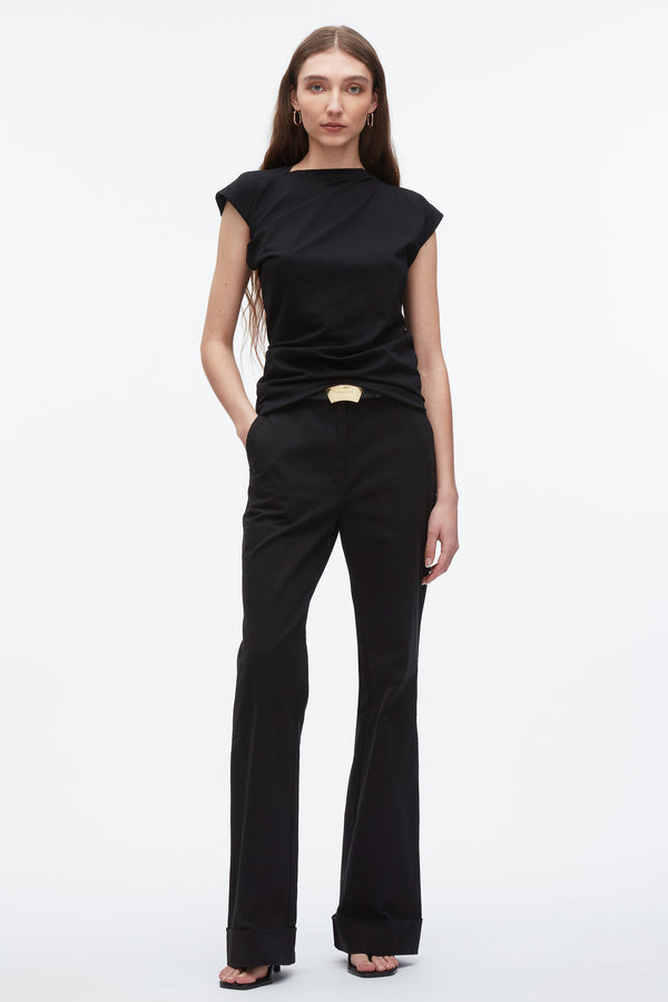3.1 phillip lim Draped Asymmetric T-Shirt BLACK