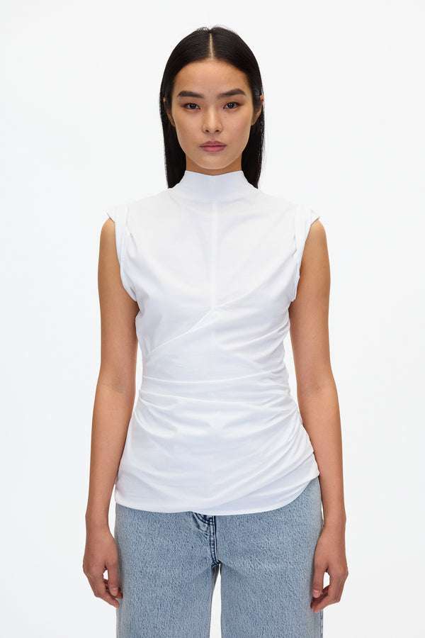 3.1 Phillip Lim Draped Mockneck Tank WHITE