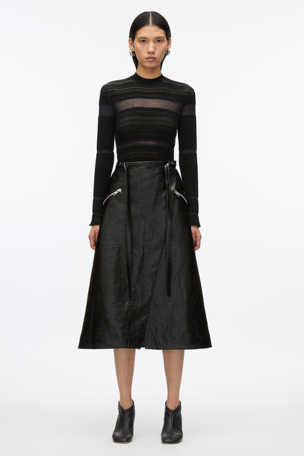 3.1 phillip lim Faux Leather Moto Wrap Skirt BLACK