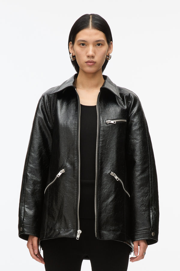 3.1 Phillip Lim Faux Leather Ranch Jacket BLACK