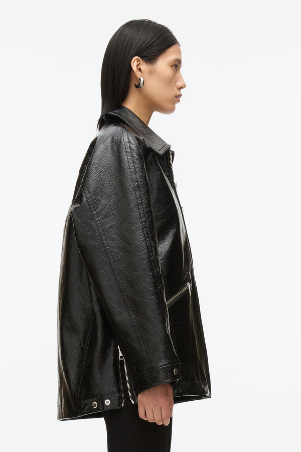 3.1 Phillip Lim Faux Leather Ranch Jacket BLACK