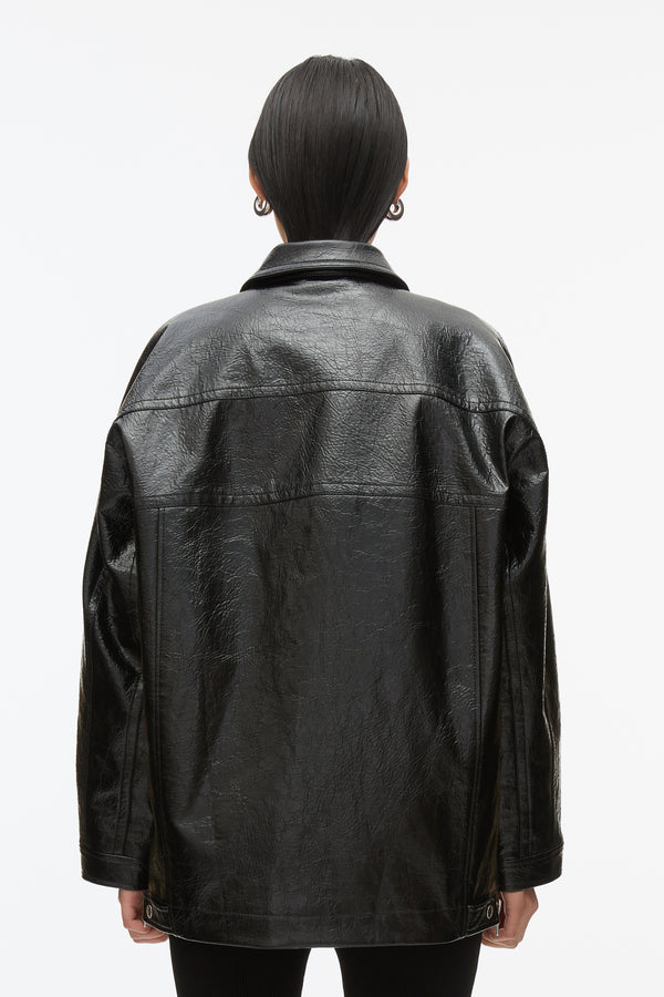 3.1 Phillip Lim Faux Leather Ranch Jacket BLACK