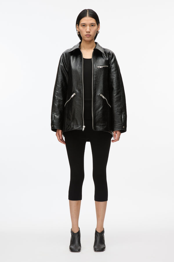 3.1 phillip lim Faux Leather Ranch Jacket BLACK