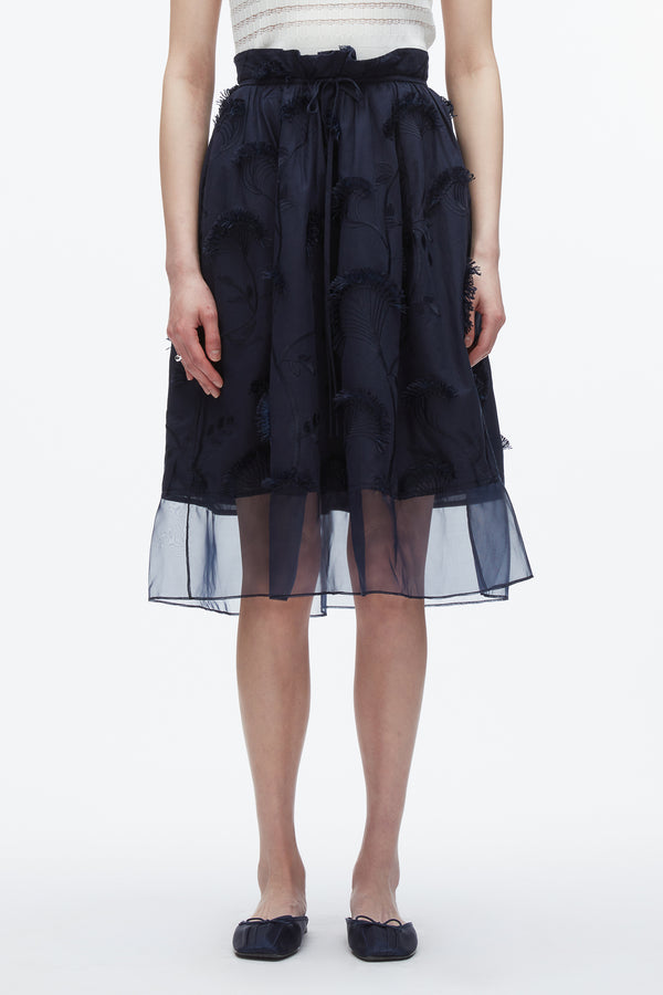 3.1 Phillip Lim Fil Coupé Midi Skirt MIDNIGHT