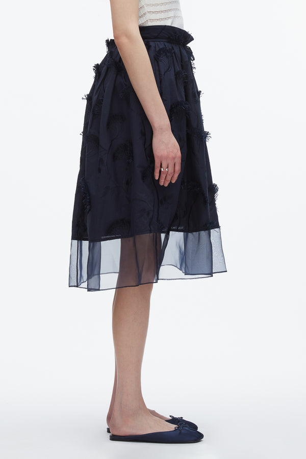 3.1 Phillip Lim Fil Coupé Midi Skirt MIDNIGHT