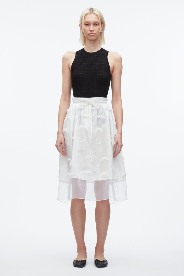 3.1 Phillip Lim Fil Coupé Midi Skirt WHITE