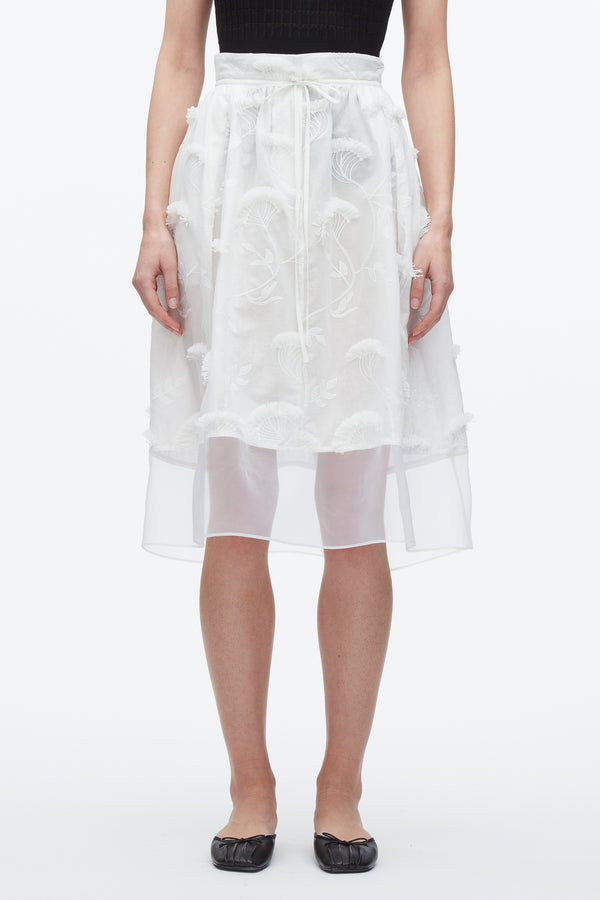 3.1 Phillip Lim Fil Coupé Midi Skirt WHITE